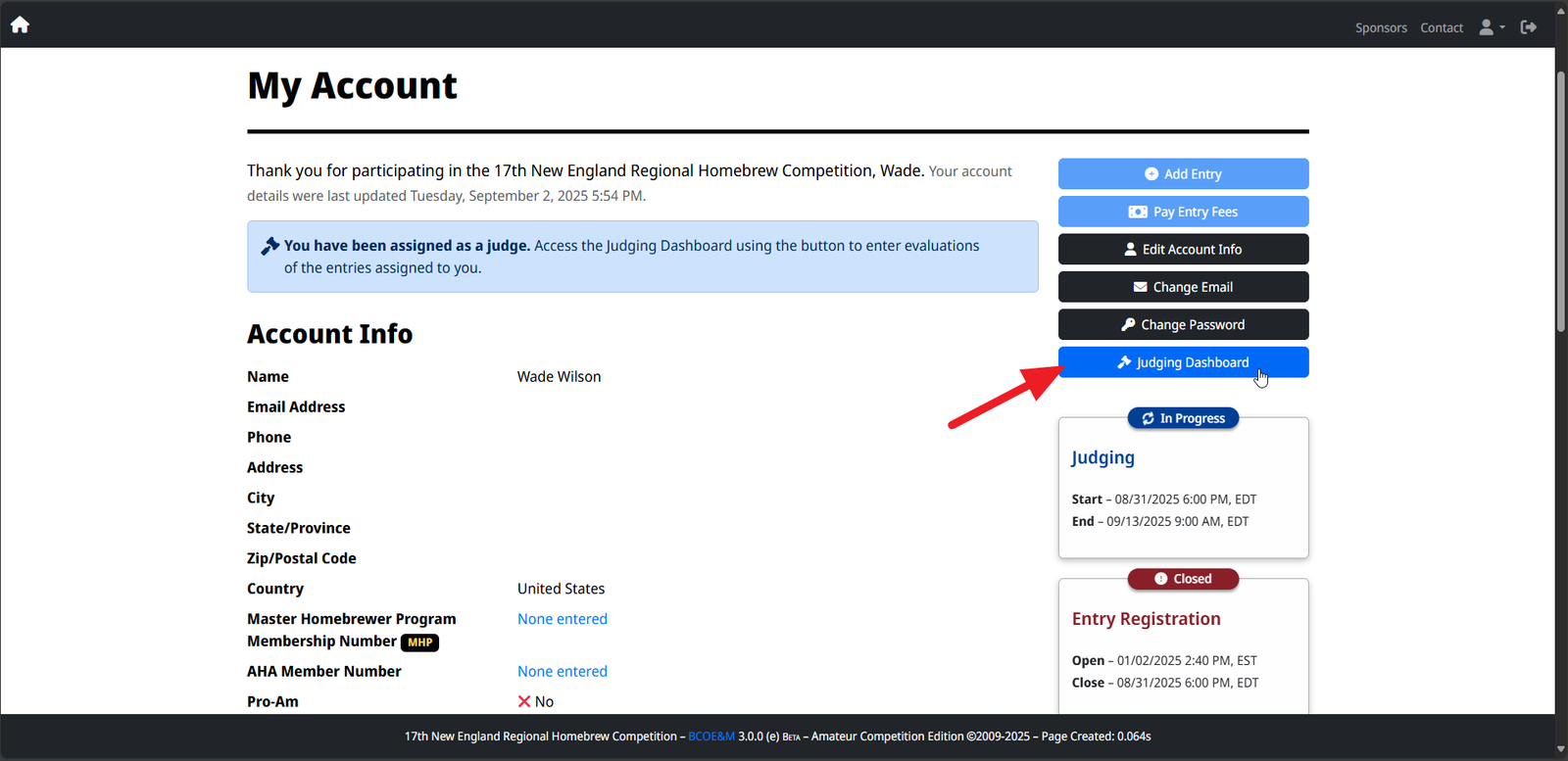 Access the Judging Dashboard