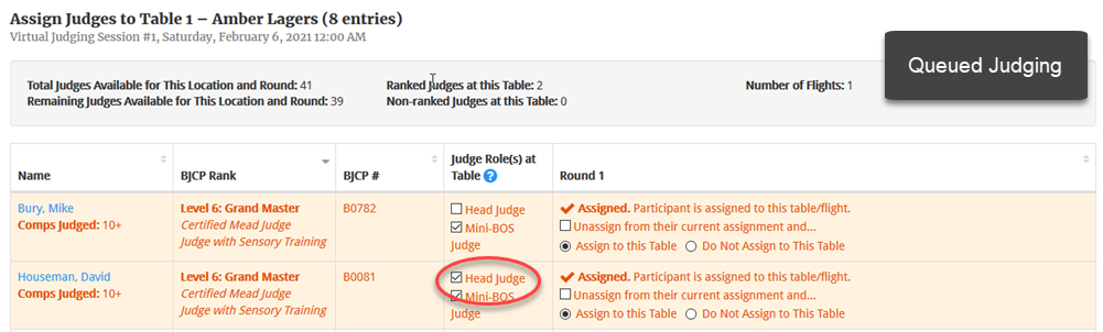 Head Judge: Queued Judging